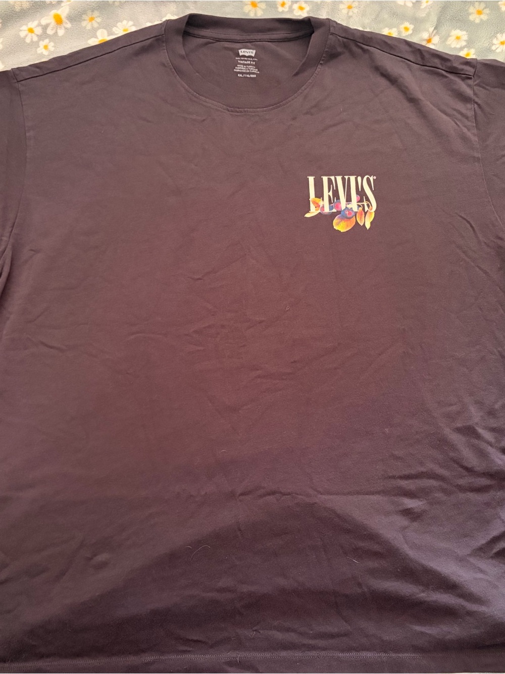 Levi's Dark Brown Crewneck Tee with Peach Graphic
